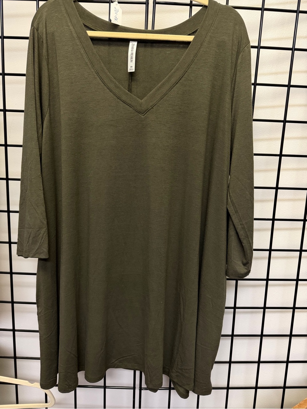 Olive V-Neck Tunic dress or long Top - Casual Women's dress